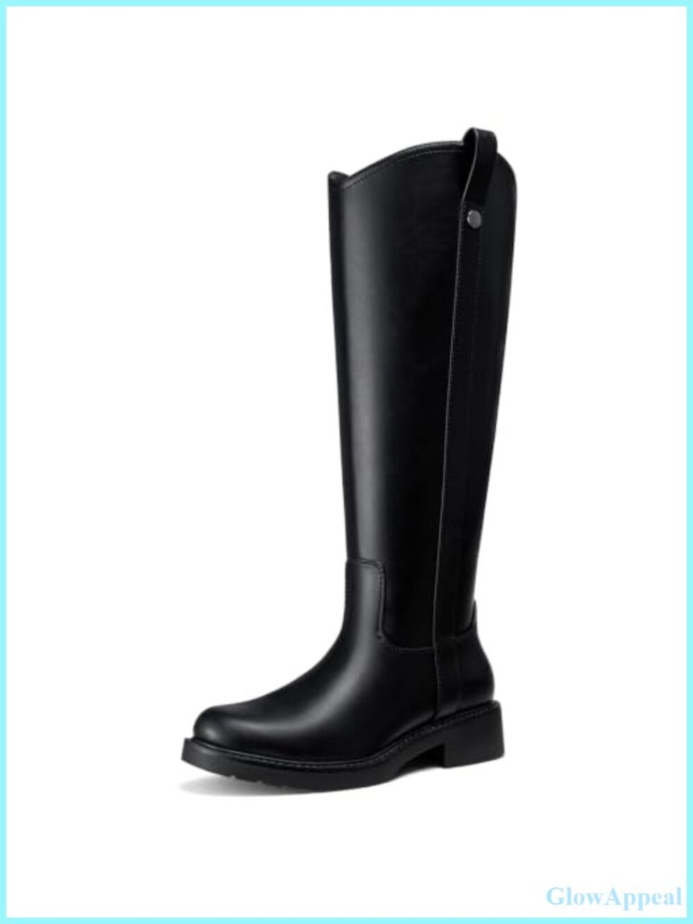 Women's Faux Leather Knee High Riding Boots Low Heel Side Zip